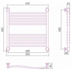 Полотенцесушитель водяной Сунержа Флюид+ 30-0222-6060, высота 60, ширина 60 см, универсальное подключение, цвет матовый белый