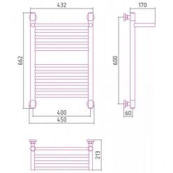 Полотенцесушитель водяной Сунержа Богема+ 12-0223-6040, высота 60 см, ширина 40 см, универсальное подключение, с полкой, цвет белый