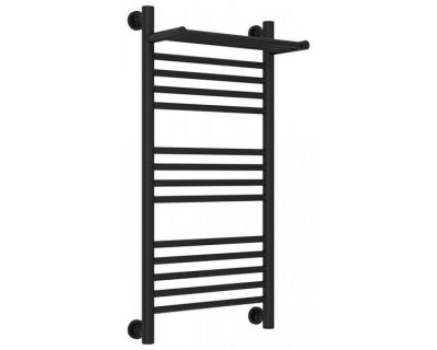 Полотенцесушитель водяной Сунержа Богема+ 31-0223-8040, высота 80 см, ширина 40 см, универсальное подключение, с полкой, цвет матовый черный