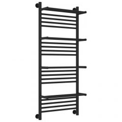 Полотенцесушитель водяной Сунержа Богема+ 31-0224-1250, высота 120 см, ширина 50 см, универсальное подключение, с 4 полками, цвет матовый черный