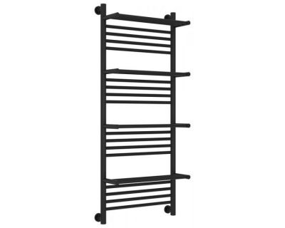 Полотенцесушитель водяной Сунержа Богема+ 31-0224-1250, высота 120 см, ширина 50 см, универсальное подключение, с 4 полками, цвет матовый черный