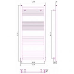 Полотенцесушитель водяной Сунержа Модус 12-0250-1250, высота 120 см, ширина 50 см, универсальное подключение, цвет белый