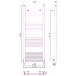 Полотенцесушитель водяной Сунержа Модус 15-0250-1240, высота 120 см, ширина 40 см, универсальное подключение, цвет тёмный титан муар