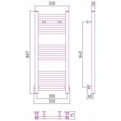Полотенцесушитель водяной Сунержа Модус 15-0250-8030, высота 80 см, ширина 30 см, универсальное подключение, цвет тёмный титан муар
