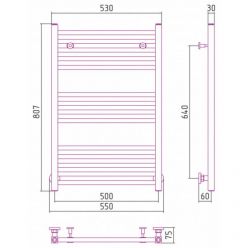 Полотенцесушитель водяной Сунержа Модус 15-0250-8050, высота 80 см, ширина 50 см, универсальное подключение, цвет тёмный титан муар