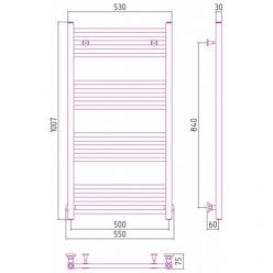Полотенцесушитель водяной Сунержа Модус 30-0250-1050, высота 100 см, ширина 50 см, универсальное подключение, цвет матовый белый