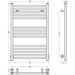 Полотенцесушитель водяной Сунержа Модус 31-0250-8050, высота 80 см, ширина 50 см, универсальное подключение, цвет матовый черный