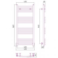 Полотенцесушитель водяной Сунержа Аркус 12-0251-1040, высота 100 см, ширина 40 см, универсальное подключение, цвет белый