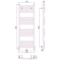 Полотенцесушитель водяной Сунержа Аркус 12-0251-1240, высота 120 см, ширина 40 см, универсальное подключение, цвет белый