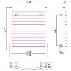 Полотенцесушитель водяной Сунержа Аркус 15-0251-6050, высота 60 см, ширина 50 см, универсальное подключение, цвет тёмный титан муар