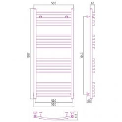 Полотенцесушитель водяной Сунержа Аркус 30-0251-1250, высота 120 см, ширина 50 см, универсальное подключение, цвет матовый белый