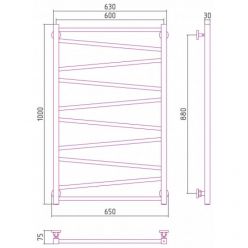 Полотенцесушитель водяной Сунержа Сирокко 15-0253-1060, высота 100 см, ширина 60 см, нижнее подключение, цвет тёмный титан муар