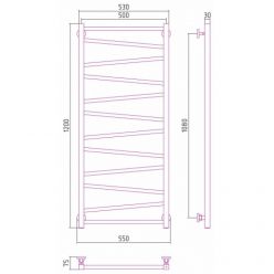 Полотенцесушитель водяной Сунержа Сирокко 15-0253-1250, высота 120 см, ширина 50 см, нижнее подключение, цвет тёмный титан муар
