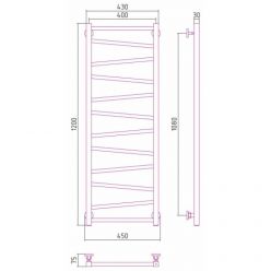 Полотенцесушитель водяной Сунержа Сирокко 30-0253-1240, высота 120 см, ширина 40 см, нижнее подключение, цвет белый матовый