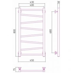 Полотенцесушитель водяной Сунержа Сирокко 30-0253-8040, высота 80 см, ширина 40 см, нижнее подключение, цвет белый матовый