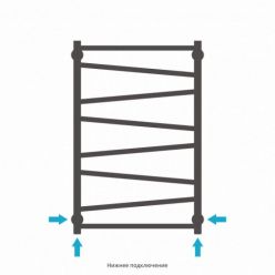 Полотенцесушитель водяной Сунержа Сирокко 30-0253-8050, высота 80 см, ширина 50 см, нижнее подключение, цвет белый матовый