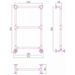 Полотенцесушитель водяной Сунержа Ренессанс 1304 15-0280-8650, высота 86 см, ширина 50 см, нижнее подключение, цвет тёмный титан муар