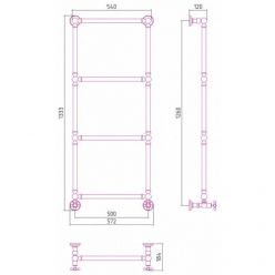 Полотенцесушитель водяной Сунержа Ренессанс 1304 30-0280-1250, высота 120 см, ширина 50 см, нижнее подключение, цвет матовый белый