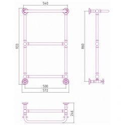Полотенцесушитель водяной Сунержа Ренессанс 1386 071-0281-8650, высота 86 см, ширина 50 см, нижнее подключение, с полкой, цвет сатин