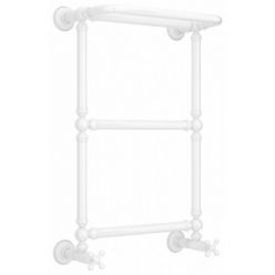 Полотенцесушитель водяной Сунержа Ренессанс 1386 12-0281-6640, высота 66 см, ширина 40 см, нижнее подключение, с полкой, цвет белый