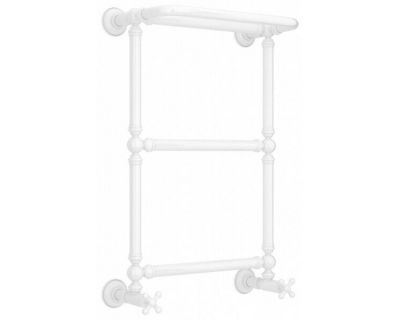 Полотенцесушитель водяной Сунержа Ренессанс 1386 12-0281-6640, высота 66 см, ширина 40 см, нижнее подключение, с полкой, цвет белый