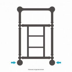 Полотенцесушитель водяной Сунержа Ренессанс 1452 12-0282-6640, высота 66 см, ширина 40 см, нижнее подключение, с полкой, цвет белый