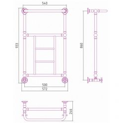 Полотенцесушитель водяной Сунержа Ренессанс 1452 15-0282-8650, высота 86 см, ширина 50 см, нижнее подключение, с полкой, цвет тёмный титан муар