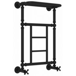 Полотенцесушитель водяной Сунержа Ренессанс 1452 31-0282-6640, высота 66 см, ширина 40 см, нижнее подключение, с полкой, цвет матовый черный