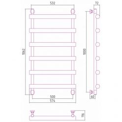 Полотенцесушитель водяной Сунержа Атлант 31-0226-1050, высота 100 см, ширина 50 см, универсальное подключение, цвет матовый черный