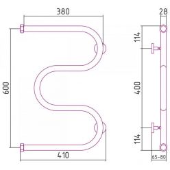 Полотенцесушитель водяной Сунержа М-образный 15-0007-6040, высота 60 см, ширина 40 см, боковое подключение, цвет тёмный титан муар