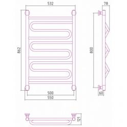 Полотенцесушитель водяной Сунержа Элегия+ 12-0205-8050, высота 80 см, ширина 50 см, универсальное подключение, цвет белый