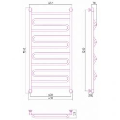 Полотенцесушитель водяной Сунержа Элегия+ 30-0205-1260, высота 120 см, ширина 60 см, универсальное подключение, цвет матовый белый