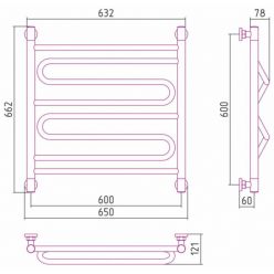 Полотенцесушитель водяной Сунержа Элегия+ 30-0205-6060, высота 60 см, ширина 60 см, универсальное подключение, цвет матовый белый