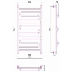 Полотенцесушитель водяной Сунержа Элегия+ 31-0205-1050, высота 100 см, ширина 50 см, универсальное подключение, цвет матовый черный