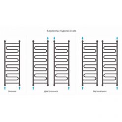 Полотенцесушитель водяной Сунержа Элегия+ 31-0205-1240, высота 120 см, ширина 40 см, универсальное подключение, цвет матовый черный