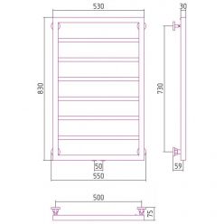 Полотенцесушитель водяной Сунержа Канцлер 30-0254-8050, высота 80 см, ширина 50 см, нижнее подключение 50 см, цвет матовый белый