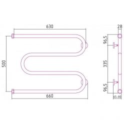Полотенцесушитель водяной Сунержа М-образный+ 15-4007-5065, высота 50 см, ширина 65 см, боковое подключение 50 см, цвет тёмный титан муар