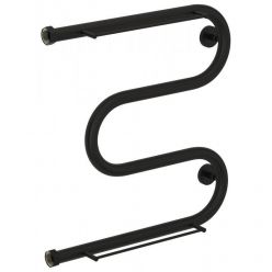 Полотенцесушитель водяной Сунержа М-образный+ 31-4008-5050, высота 50 см, ширина 50 см, боковое подключение 50 см, с 2 полками, цвет матовый черный