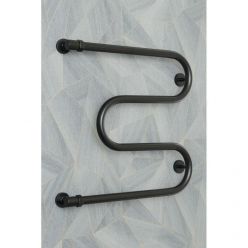 Полотенцесушитель водяной Сунержа М-образный+ 31-4008-5050, высота 50 см, ширина 50 см, боковое подключение 50 см, с 2 полками, цвет матовый черный