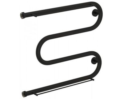 Полотенцесушитель водяной Сунержа М-образный+ 31-4008-5065, высота 50 см, ширина 65 см, боковое подключение 50 см, с 2 полками, цвет матовый черный