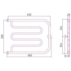 Полотенцесушитель водяной Сунержа Лира+ 30-4011-5065, высота 50 см, ширина 65 см, боковое подключение 50 см, цвет матовый белый