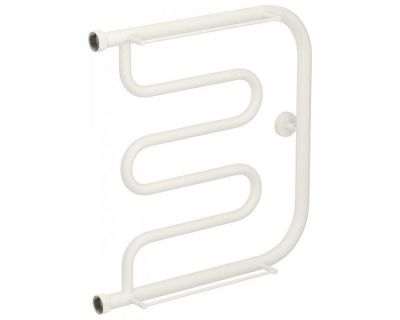 Полотенцесушитель водяной Сунержа Лира+ 30-4012-5050, высота 50 см, ширина 50 см, боковое подключение 50 см, с 2 полками, цвет матовый белый