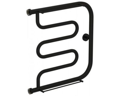 Полотенцесушитель водяной Сунержа Лира+ 31-4012-5050, высота 50 см, ширина 50 см, боковое подключение 50 см, с 2 полками, цвет матовый черный