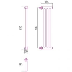 Полотенцесушитель водяной Сунержа Хорда 12-4124-0600, высота 60 см, ширина 20 см, боковое подключение 60 см, цвет белый