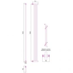 Полотенцесушитель водяной Сунержа Хорда 31-4124-1800, высота 180 см, ширина 20 см, боковое подключение 180 см, цвет матовый черный