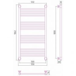 Полотенцесушитель водяной Сунержа Богема+ 7048-0220-1050, высота 100 см, ширина 50 см, универсальное подключение, цвет перламутровый мышино-серый
