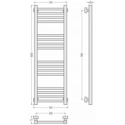 Полотенцесушитель водяной Сунержа Модус Pro, 00-0450-1030, ширина 30 см высота 100 см, универсальное подключение, хром