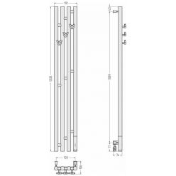 Полотенцесушитель электрический Сунержа Кантата 3.0, ширина 19.1 см, высота 120 см, диммер справа, хром, 00-5847-1216