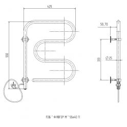 Полотенцесушитель электрический ZorG Флюгер М 55-40 Поворотный, 60 вт (К-кнопка)