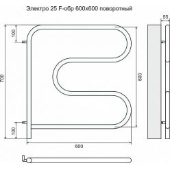 Полотенцесушитель Terminus F-Образный Поворотный 600х600